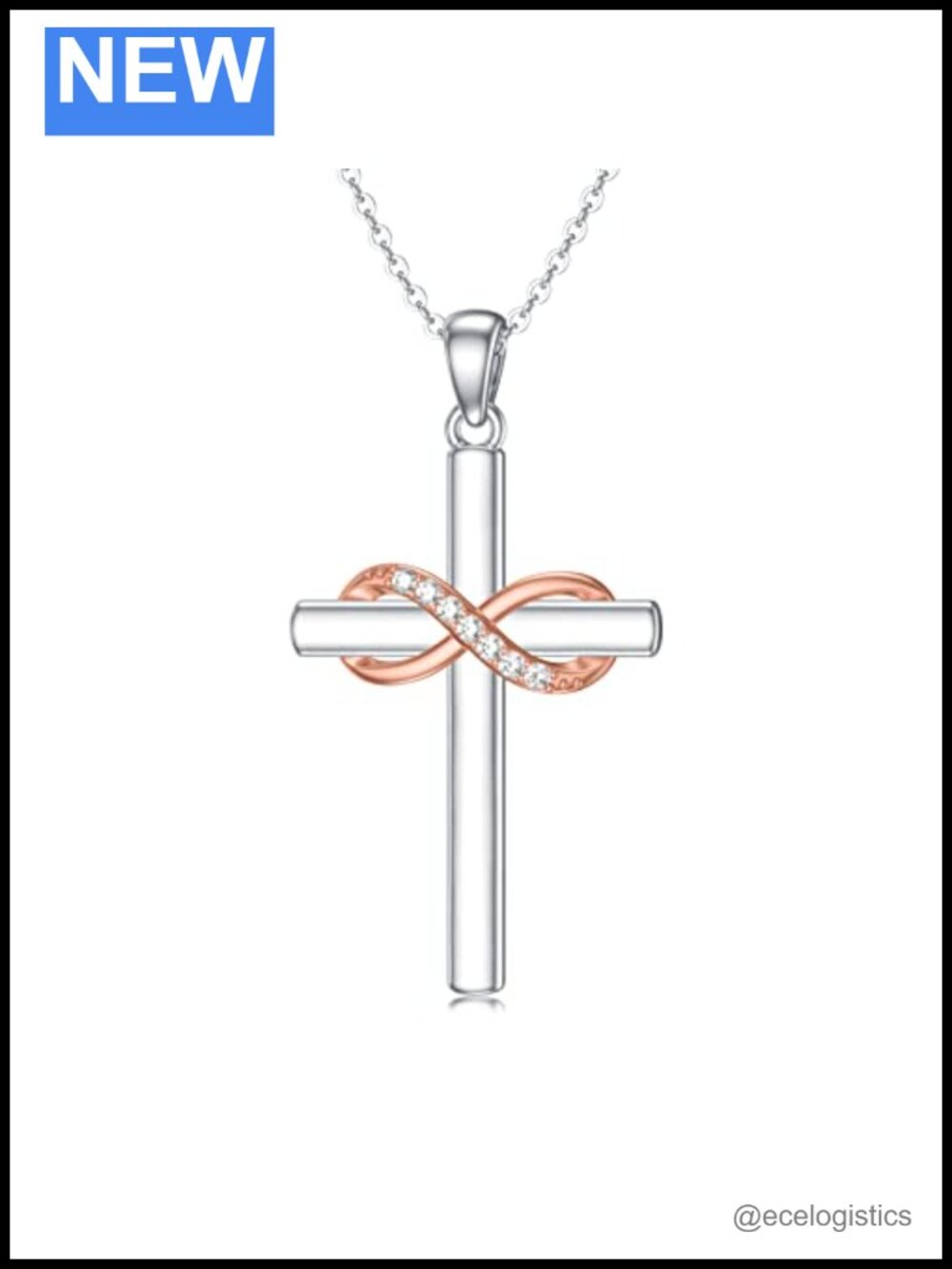 Diamond Cross Pendant Necklace Sterling Silver 18+2" Chain